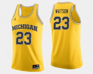 U of M For Men's Basketball Maize #23 Ibi Watson College Jersey