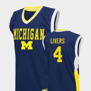 Basketball #4 Blue Mens Fadeaway University of Michigan Isaiah Livers College Jersey