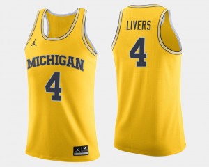 #4 Basketball Michigan Maize Isaiah Livers College Jersey For Men's