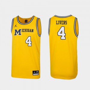 Replica 1989 Throwback Basketball Isaiah Livers College Jersey For Men #4 Maize Michigan Wolverines