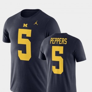 Michigan Wolverines Navy #5 Jordan Football Performance Jabrill Peppers College T-Shirt Mens