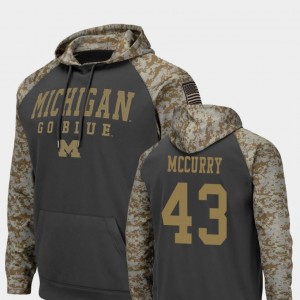 University of Michigan Charcoal For Men's Colosseum Football #43 Jake McCurry College Hoodie United We Stand