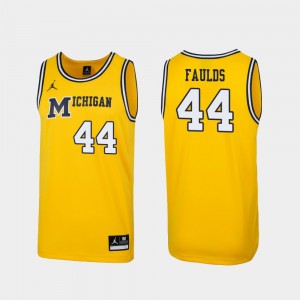 Replica Mens 1989 Throwback Basketball #44 Jaron Faulds College Jersey Maize Michigan Wolverines