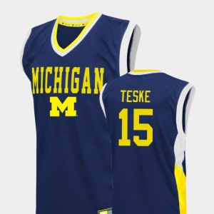 Fadeaway Jon Teske College Jersey Blue Men Basketball University of Michigan #15
