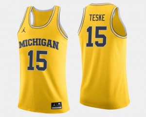 For Men Basketball Maize #15 Jon Teske College Jersey Michigan