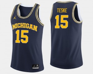 Navy Mens Michigan #15 Jon Teske College Jersey Basketball