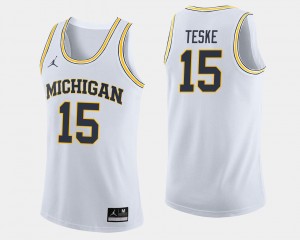 White Basketball Michigan Wolverines For Men Jon Teske College Jersey #15