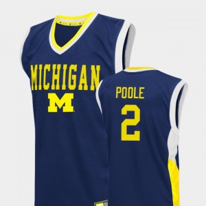 Fadeaway #2 Michigan Mens Basketball Blue Jordan Poole College Jersey