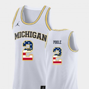 For Men Michigan USA Flag Jordan Poole College Jersey White #2 Basketball