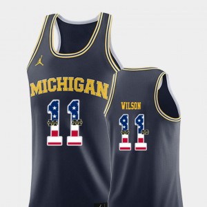 University of Michigan #11 USA Flag Luke Wilson College Jersey Navy Basketball For Men