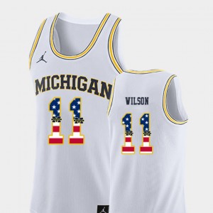 USA Flag Mens #11 Michigan Luke Wilson College Jersey Basketball White