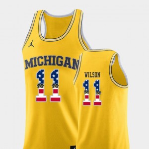 Luke Wilson College Jersey Yellow #11 Basketball U of M USA Flag Men's