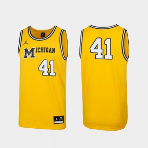 For Men's Michigan #41 College Jersey 1989 Throwback Basketball Replica Maize