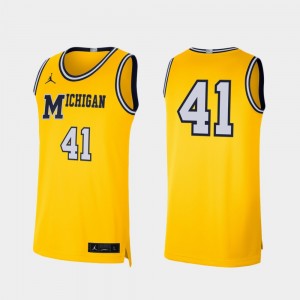 #41 Wolverines Men Retro Limited College Jersey Maize Basketball