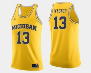 #13 Mens Basketball Michigan Wolverines Maize Moritz Wagner College Jersey