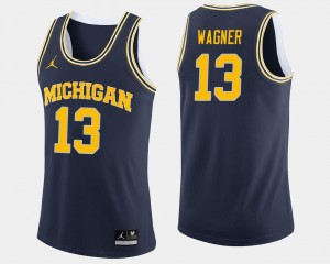 Basketball University of Michigan Mens #13 Moritz Wagner College Jersey Navy