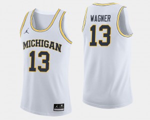 Basketball #13 Men's White Moritz Wagner College Jersey Michigan Wolverines