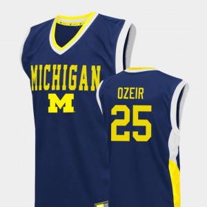 Naji Ozeir College Jersey #25 Fadeaway Basketball Blue Michigan Wolverines For Men's