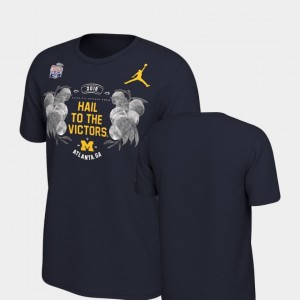For Men Navy Verbiage College T-Shirt 2018 Peach Bowl Bound Michigan