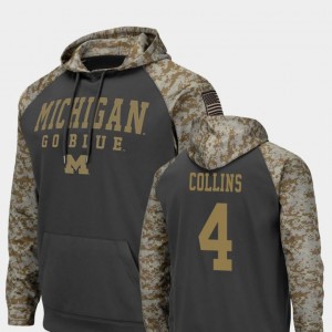 Michigan #4 Nico Collins College Hoodie Charcoal United We Stand For Men's Colosseum Football