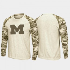 Raglan Long Sleeve Desert Camo Michigan For Men's College T-Shirt Oatmeal OHT Military Appreciation