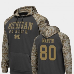 United We Stand Wolverines For Men Oliver Martin College Hoodie #80 Colosseum Football Charcoal