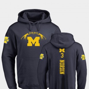 For Men's Backer University of Michigan #3 Football Quinn Nordin College Hoodie Navy