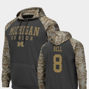 #8 Ronnie Bell College Hoodie United We Stand Men's Colosseum Football Charcoal University of Michigan