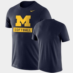 Navy Drop Legend Michigan Performance Softball College T-Shirt Mens