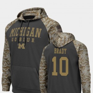 For Men's United We Stand Charcoal Tom Brady College Hoodie Michigan #10 Colosseum Football