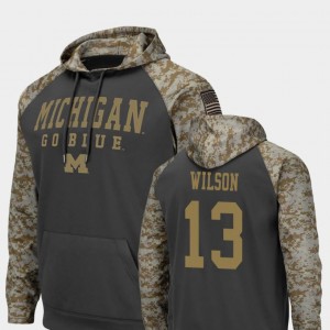 Wolverines Colosseum Football #13 For Men Tru Wilson College Hoodie Charcoal United We Stand