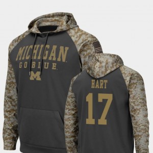 Charcoal United We Stand Michigan Will Hart College Hoodie Mens Colosseum Football #17