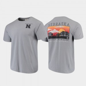 College T-Shirt Comfort Colors Nebraska Gray For Men's Campus Scenery