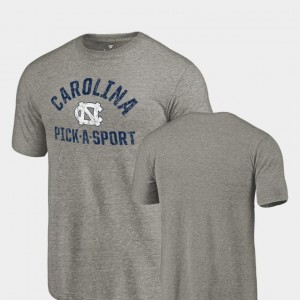 University of North Carolina Tri-Blend Distressed College T-Shirt Pick-A-Sport Gray Mens