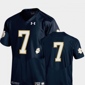 For Men's College Jersey Authentic Performance Football Navy #7 University of Notre Dame
