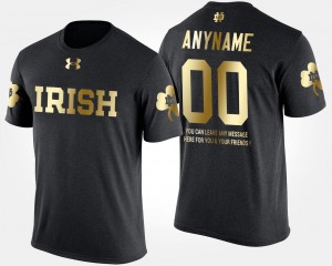 Mens Gold Limited Black College Custom T-Shirt ND #00 Short Sleeve With Message