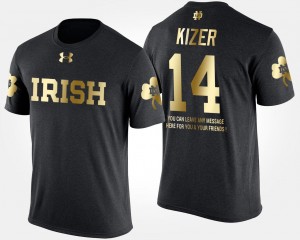 Notre Dame Fighting Irish Men's Short Sleeve With Message Black #14 Gold Limited DeShone Kizer College T-Shirt