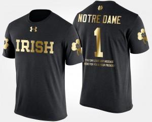 No.1 Short Sleeve With Message College T-Shirt #1 Black Men's Gold Limited University of Notre Dame