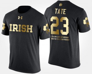 Notre Dame Fighting Irish Golden Tate College T-Shirt Short Sleeve With Message Black For Men's Gold Limited #23