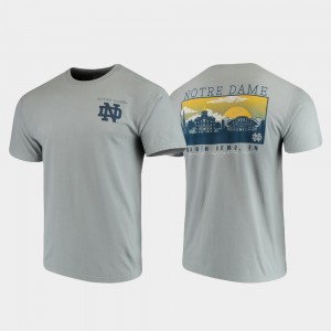 College T-Shirt Mens University of Notre Dame Gray Campus Scenery Comfort Colors