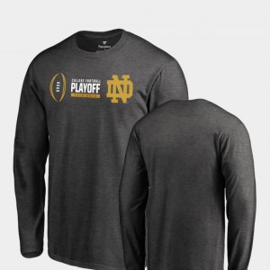 Notre Dame Fighting Irish For Men's Heather Gray Cadence Long Sleeve College T-Shirt 2018 Football Playoff Bound