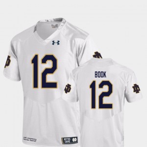 For Men's Replica White ND #12 Ian Book College Jersey Football