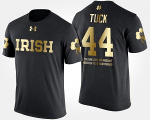 Black Short Sleeve With Message #44 Justin Tuck College T-Shirt Mens Gold Limited UND