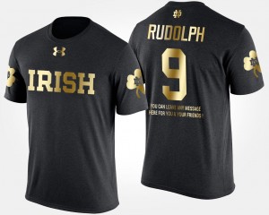 Gold Limited Short Sleeve With Message Black #9 Irish Kyle Rudolph College T-Shirt Mens