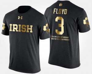 For Men's Short Sleeve With Message Black #3 Michael Floyd College T-Shirt Gold Limited ND
