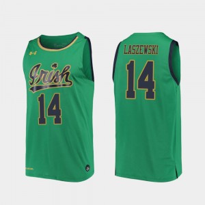 For Men's 2019-20 Basketball Kelly Green Replica UND #14 Nate Laszewski College Jersey