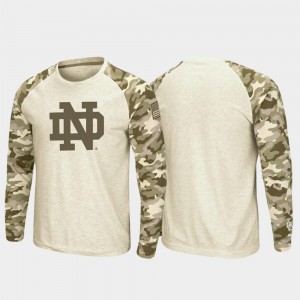Oatmeal Raglan Long Sleeve Desert Camo College T-Shirt OHT Military Appreciation Mens University of Notre Dame