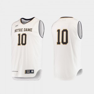 White For Men College Jersey University of Notre Dame Authentic #10 Basketball