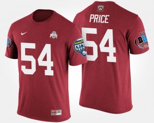 For Men's Scarlet Billy Price College T-Shirt Bowl Game #54 Buckeyes Big Ten Conference Cotton Bowl