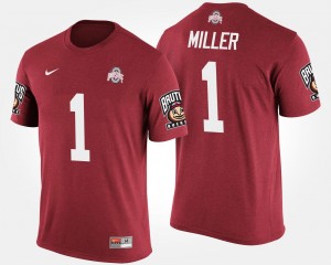 Braxton Miller College T-Shirt #1 For Men OSU Buckeyes Bowl Game Scarlet Big Ten Conference Cotton Bowl